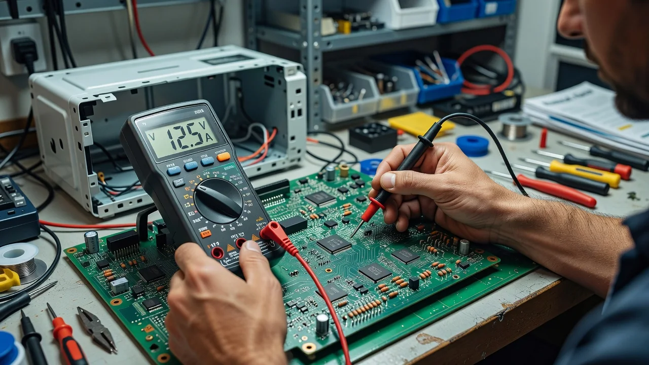 Servis teknisyeni ölçüm yapıyor